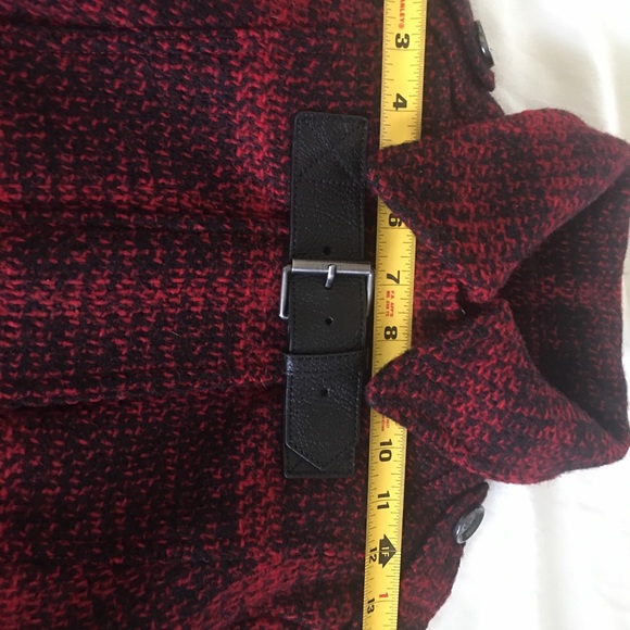 Burberry Brit Red Plaid Wool Tweed Coat US4 - Picture 10 of 14